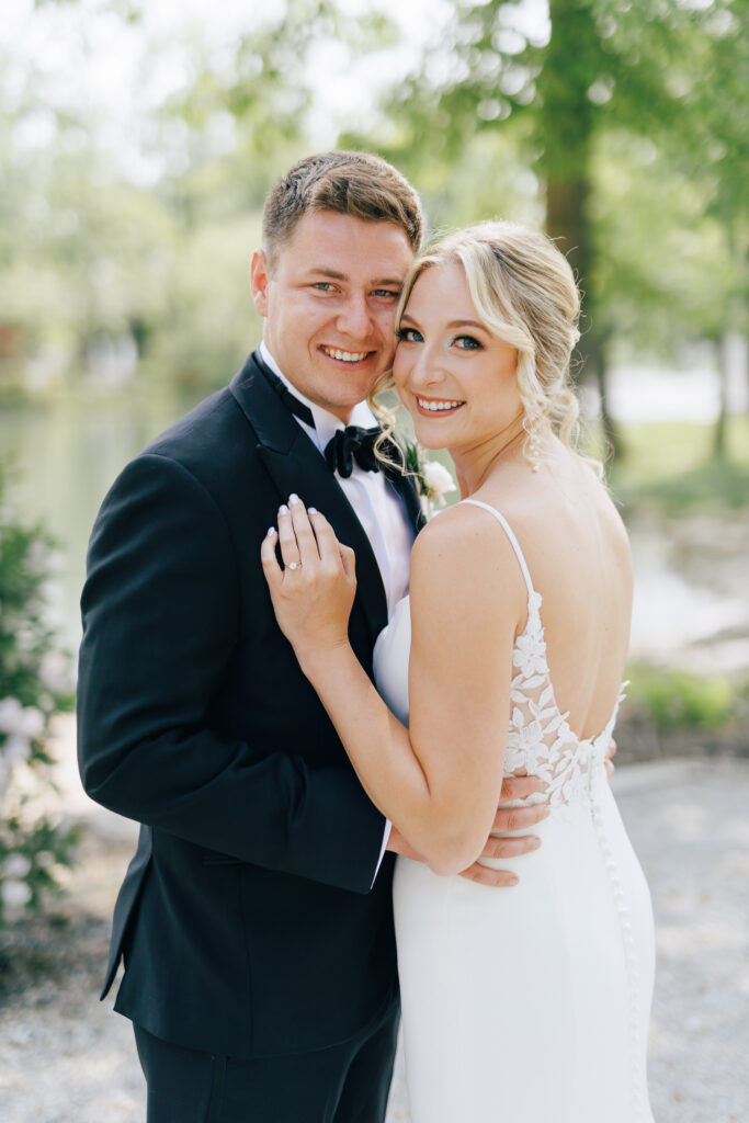 bride and groom smiling portrait