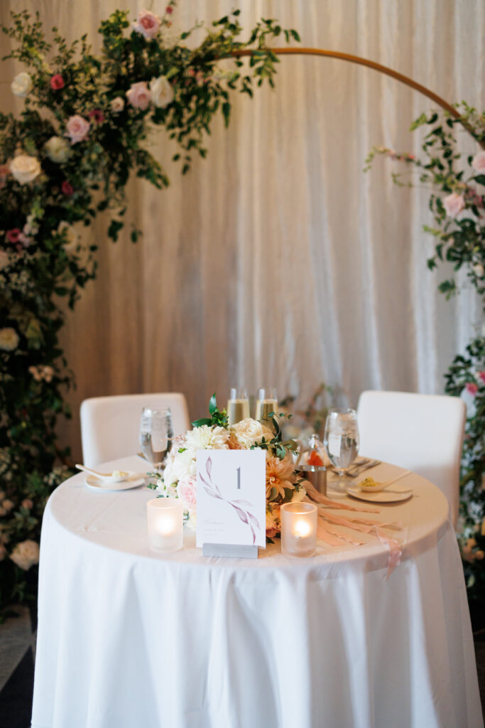 sweetheart table at Le Meridian Hotel