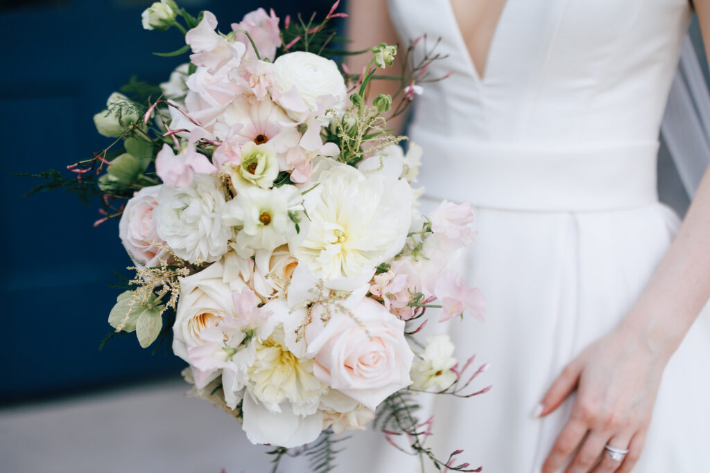 bridal bouquet with pinks and whites 